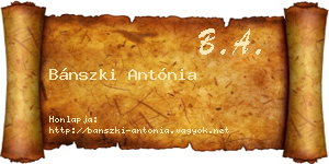 Bánszki Antónia névjegykártya